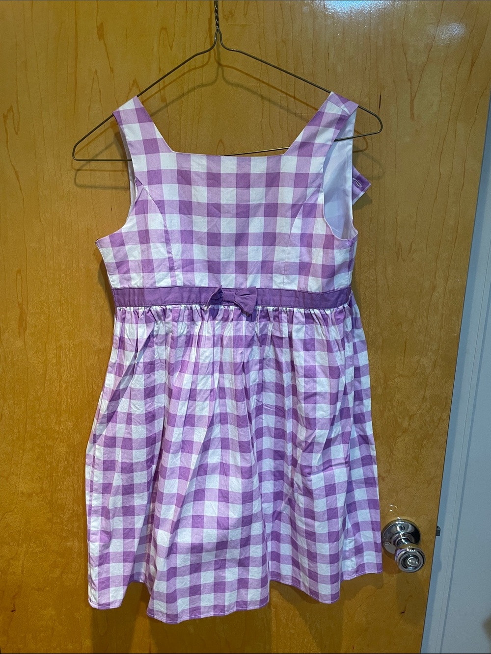 George Purple and White Gingham Sundress with Waist Bow